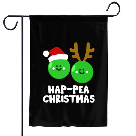 Hap-Pea Christmas Funny Vegetable Vegan Food Pun Garden Flags
