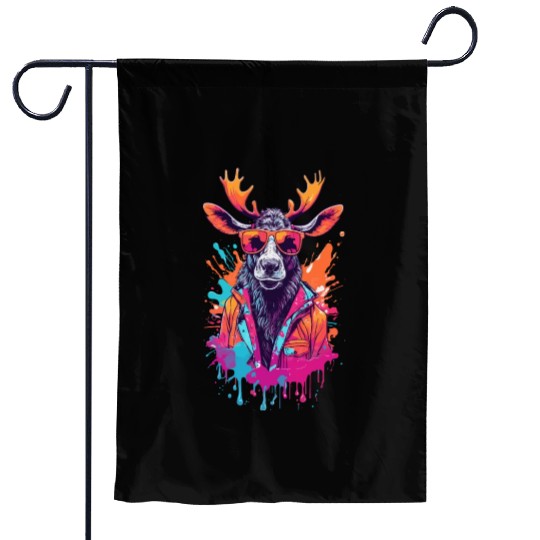 Cool Moose With Sunglasses Garden Flags