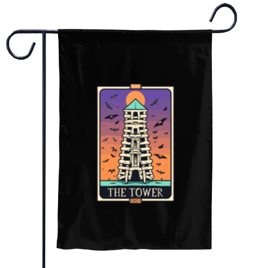 The Tower Tarot Skeleton Halloween Style Garden Flags