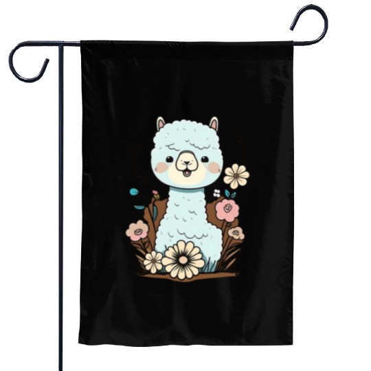 Cute Alpaca Flower Garden Kawaii Llama Lover Garden Flags