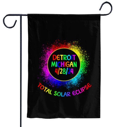 Total Solar Eclipse Detroit Michigan 4/28/24 Kids Garden Flags