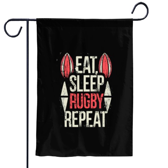 Eat Sleep Rugby Repeat Sports Typography Garden Flags