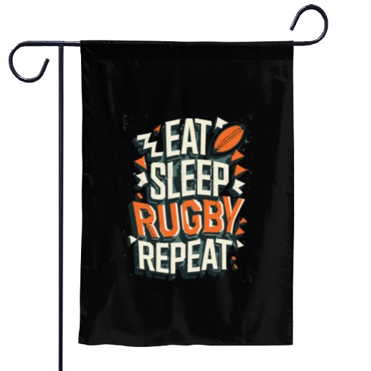 Eat Sleep Rugby Repeat Sport Typografie Garden Flags