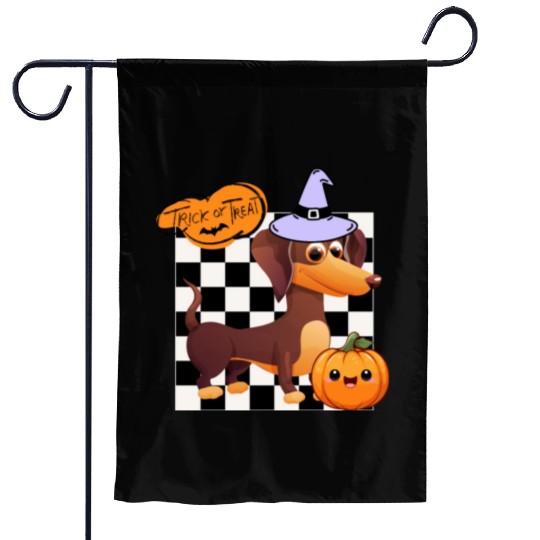 Cute Halloween Dachshund Trick or Treating Garden Flags