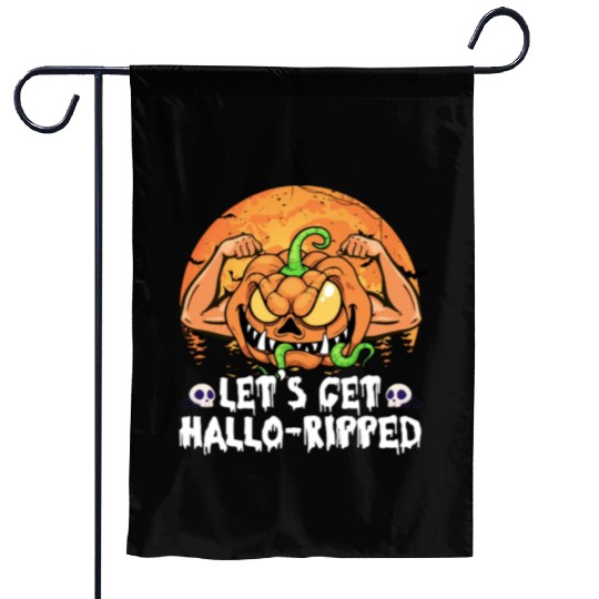 Lets Get Hallo Ripped Garden Flags Funny Halloween