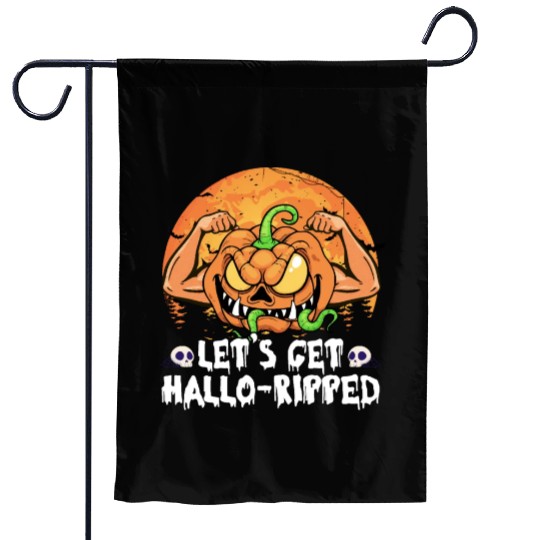 Lets Get Hallo Ripped Garden Flags Funny Halloween