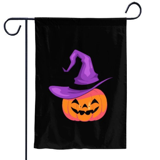 Pumpkin with hat Garden Flags - Happy Halloween Day
