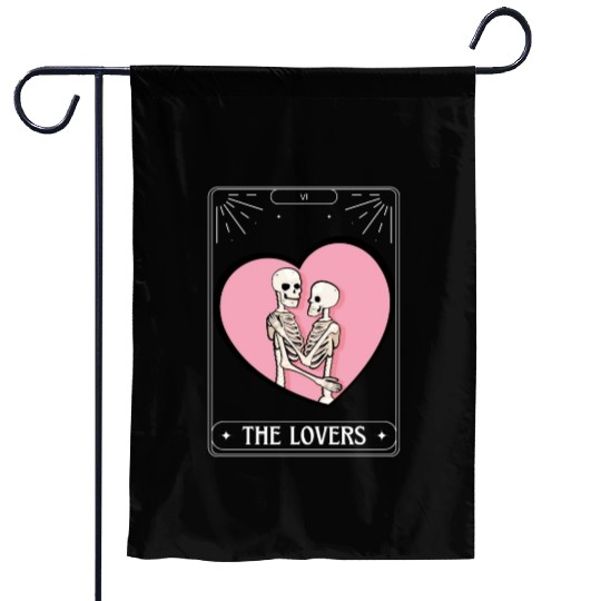The Lovers Tarot Card Got Skeleton Skull Halloween Garden Flags