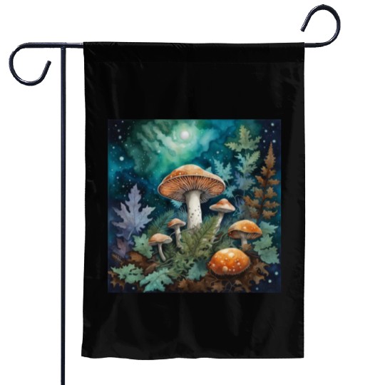 Full Moon Mushroom Nature Garden Flags