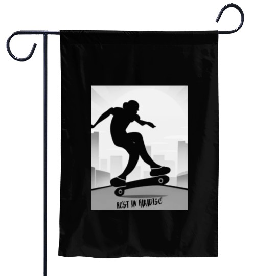 Skateboarder - Rest In Paradise Garden Flags