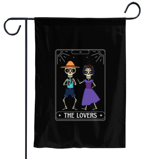 The Lovers Tarot Card Got Skeleton Skull Halloween Garden Flags