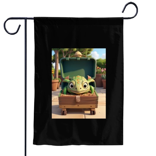 Tortuga grande con caja en jardin Garden Flags