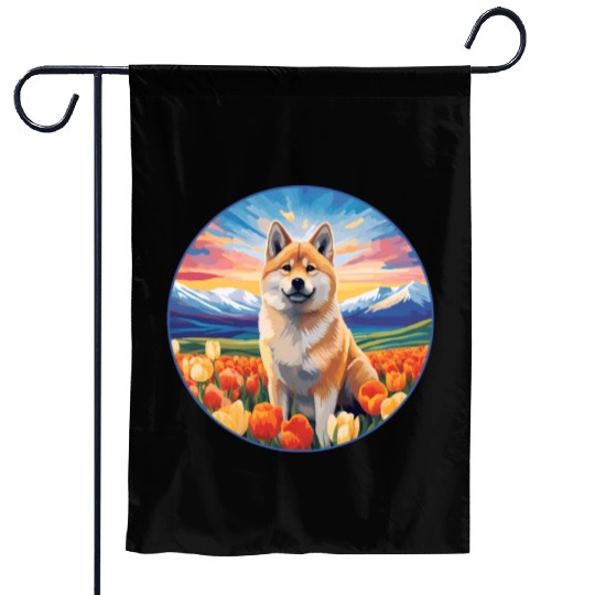 Akita Inu Flower Garden Cute Colorful Puppy Dog Garden Flags