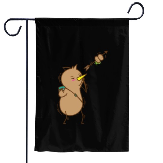 Kiwi with Bow and Arrow Bird and Fruit Garden Flags