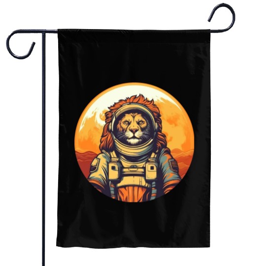 Lion in space Garden Flags
