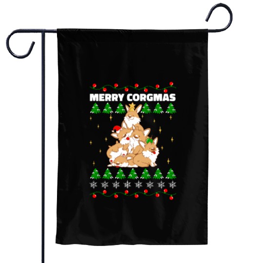 Corgi Dog Christmas Tree Animals Lover Xmas Garden Flags