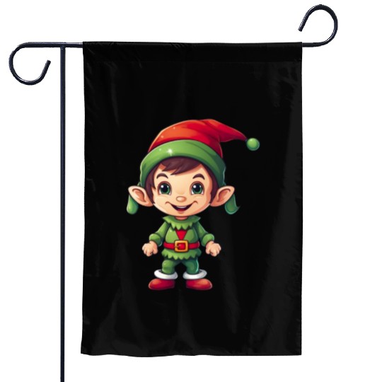 Cool Jolly Stylish Christmas Elf Garden Flags
