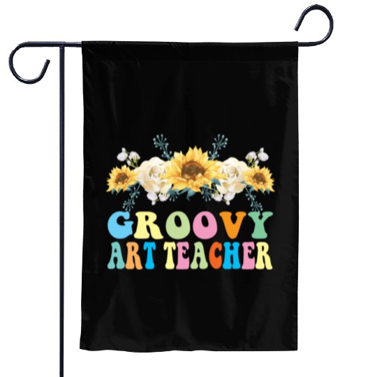 Groovy Art Teacher Flower Gift Garden Flags
