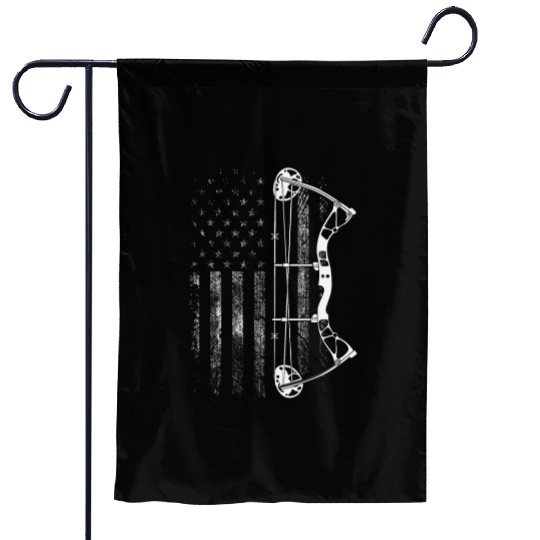 Archery Compound Bow USA American Flag Garden Flags