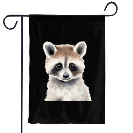 Baby Raccoon Portrait Garden Flags