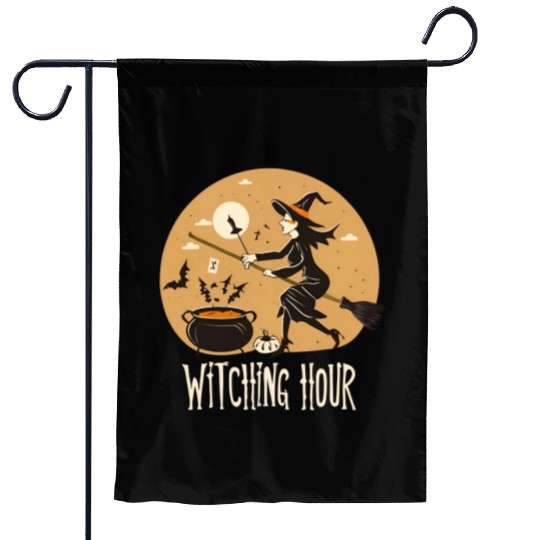 Witchy hour Halloween Print Design Garden Flags