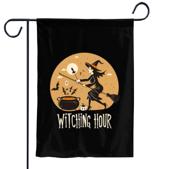 Witchy hour Halloween Print Design Garden Flags