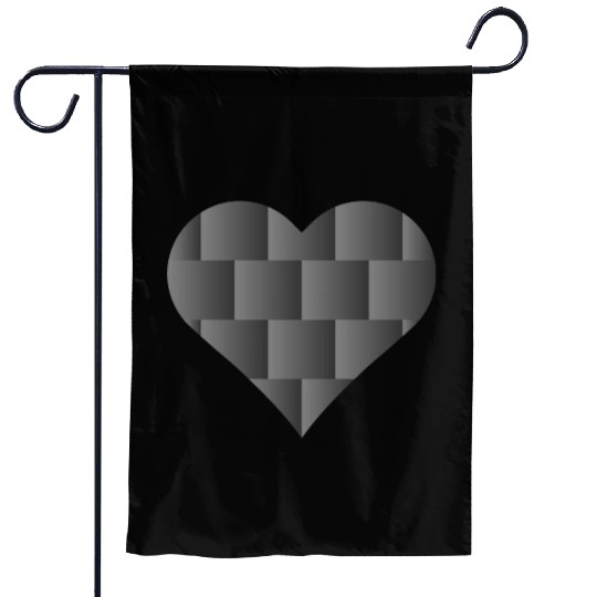 Black Cute Heart Icon Garden Flags