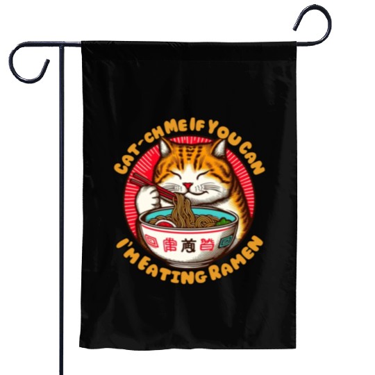 I'm eating Ramen Japanese cat Garden Flags