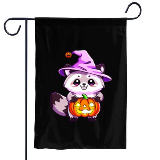 Cute Halloween raccoon Garden Flags