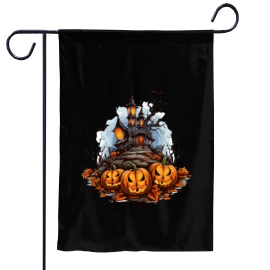 Halloween Pumpkin Bat Spell Haunted House Garden Flags
