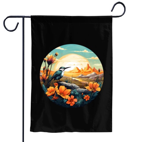Beautiful Bird And Orange Morning Sunrise Garden Flags
