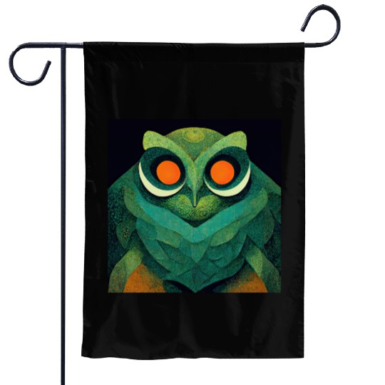 Mod Owl: Feathery Orange-Eyed Owl Garden Flags
