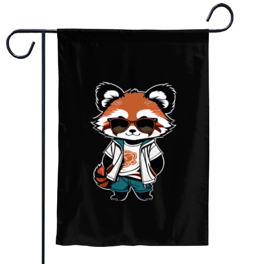 Red Panda Cub With Glasses Garden Flags