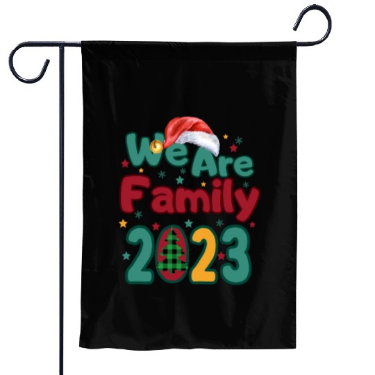 We Are Family Christmas Tree Santa Hat Pajama Garden Flags