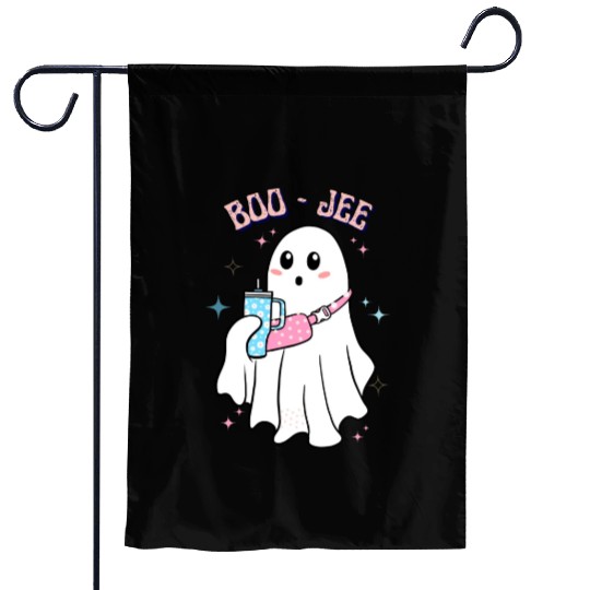 BOO-JEE Spooky Cute Ghost Halloween Costume Design Garden Flags