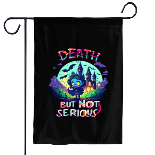 Death But Not Serious Funny Cute Halloween Zombie Garden Flags