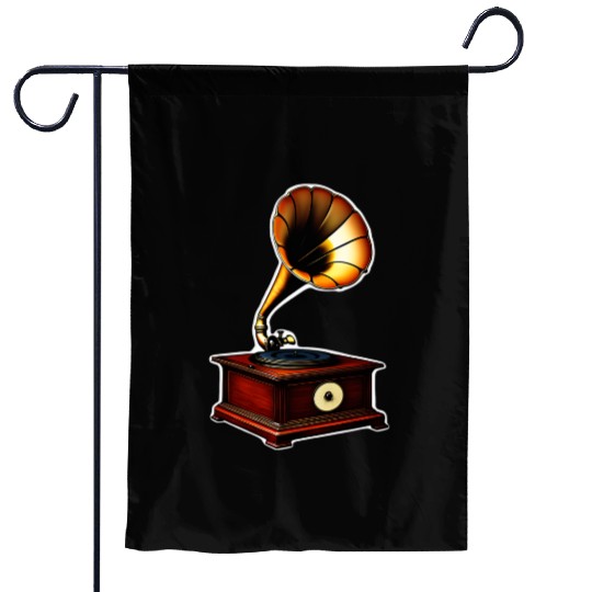Ancient gramophone phenomenal sound Garden Flags