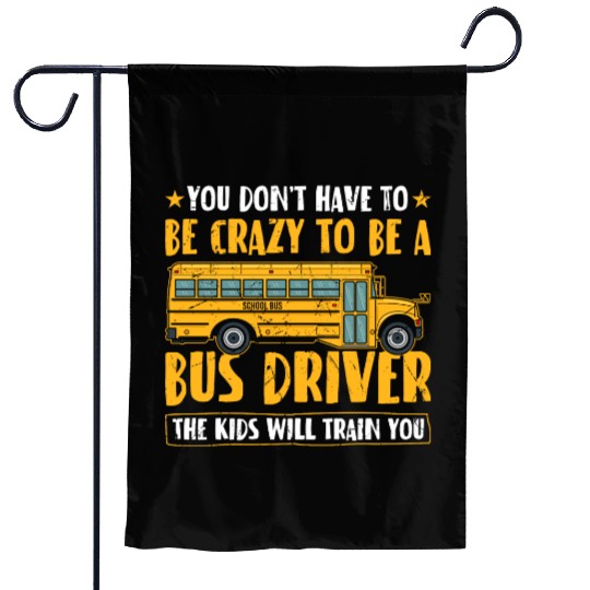 Funny School Bus Driver Garden Flags