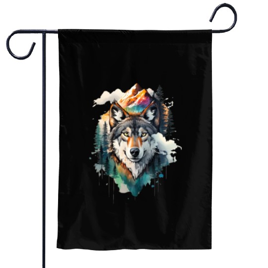 Majestic Mountain Wolf Nature Inspired Artwork Garden Flags