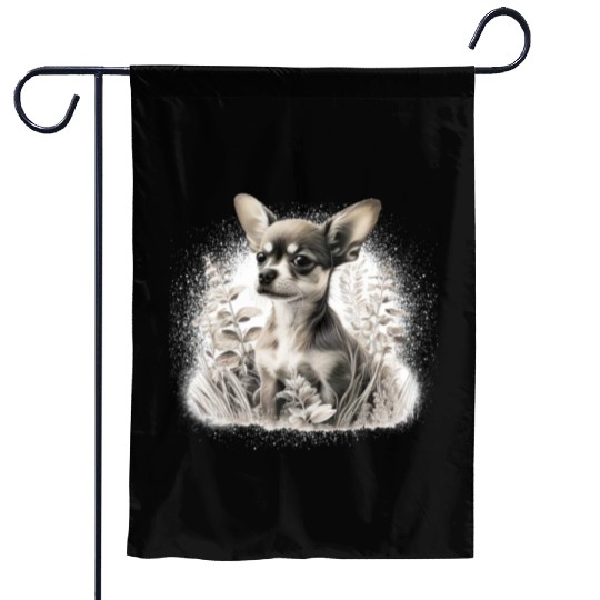 Chihuahua | Cute Dog | Beautiful | Flowers | Girl Garden Flags