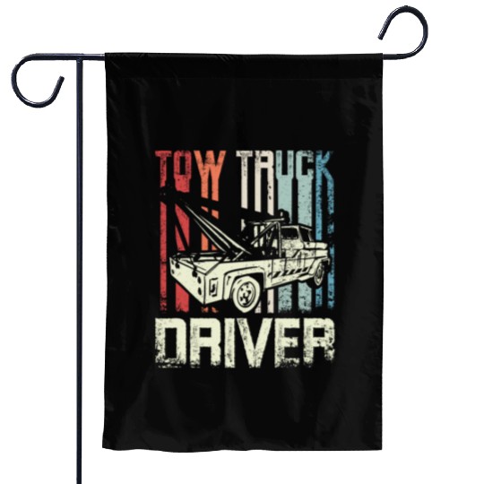 Cool Retro Vintage Tow truck Driver Garden Flags