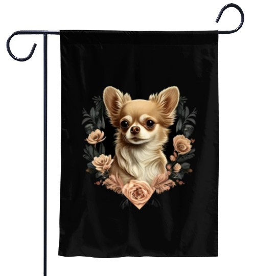 Chihuahua | Cute Dog | Beautiful | Flowers | Girl Garden Flags