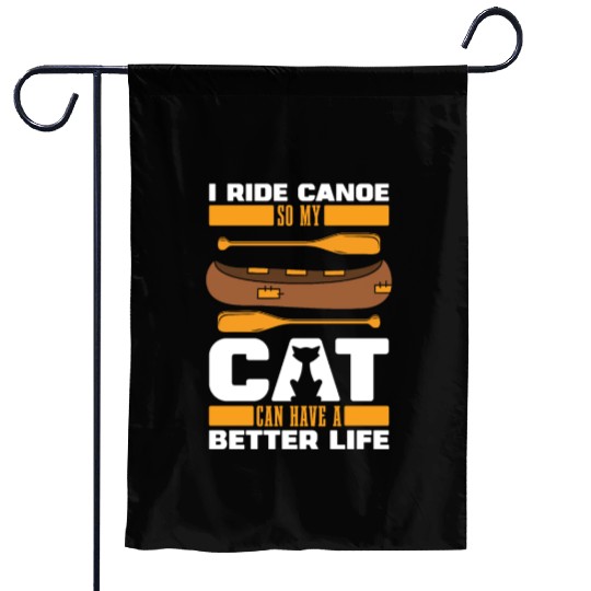 Canoe Canoeing Canoeist Cat Garden Flags