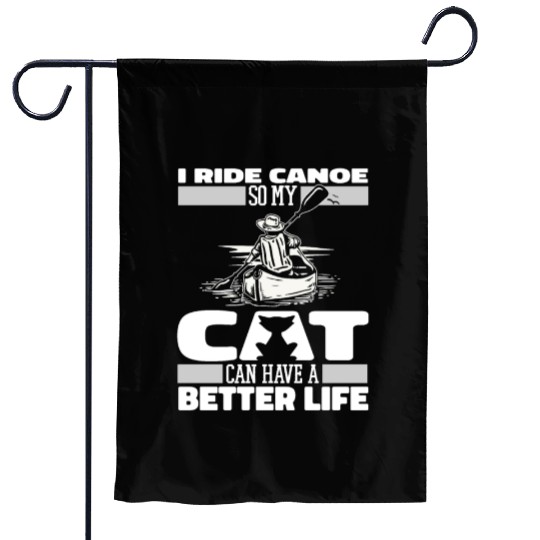 Canoe Canoeing Canoeist Cat Garden Flags