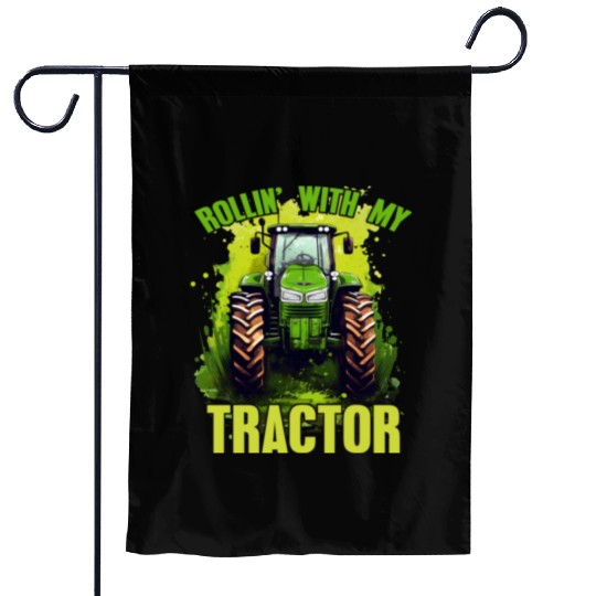 Rollin' With My Tractor Farmer Gift Agriculture Garden Flags