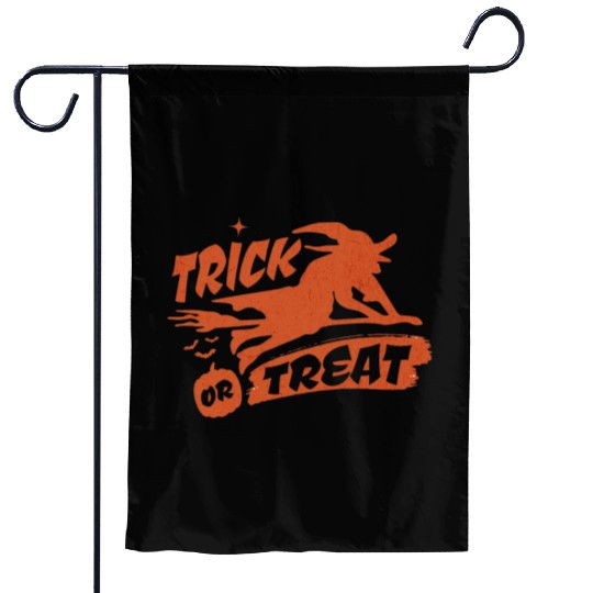 Trick or Treat Orange Witch Halloween Garden Flags