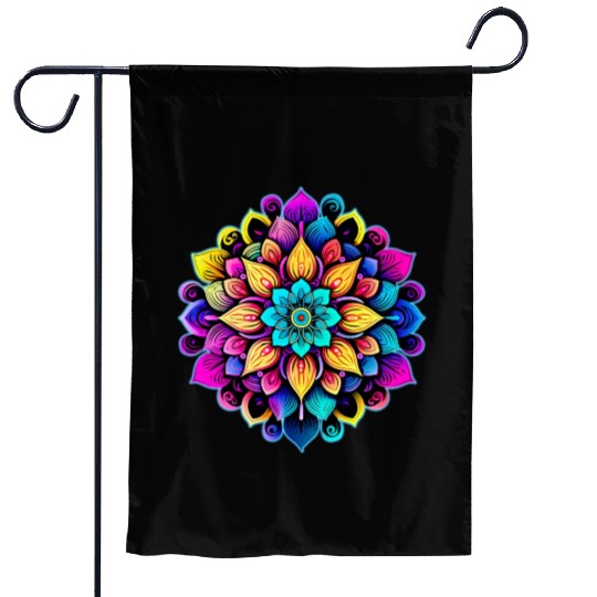 Mandala: A Complex, Multicolored Floral Pattern Garden Flags