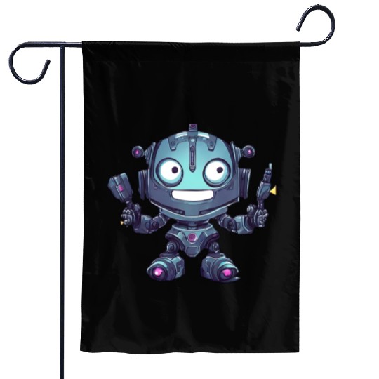 The beautiful space robot Garden Flags