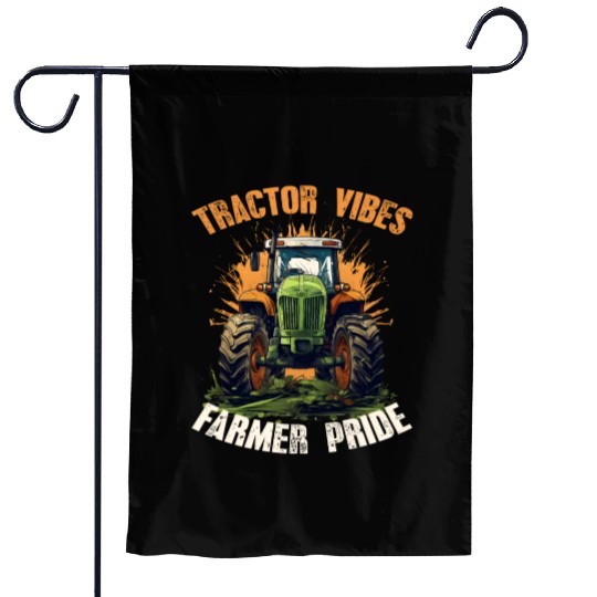 Tractor Vibes Farmer Pride Agriculture Gift Garden Flags