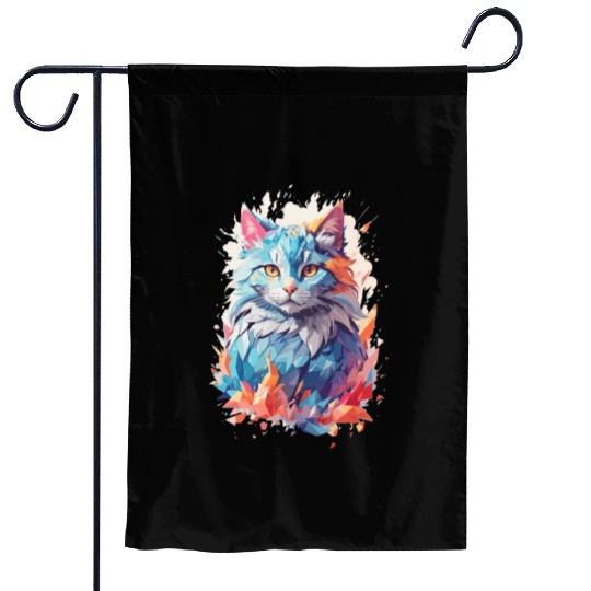 Cute Crystal Fantasy Cat Design Garden Flags